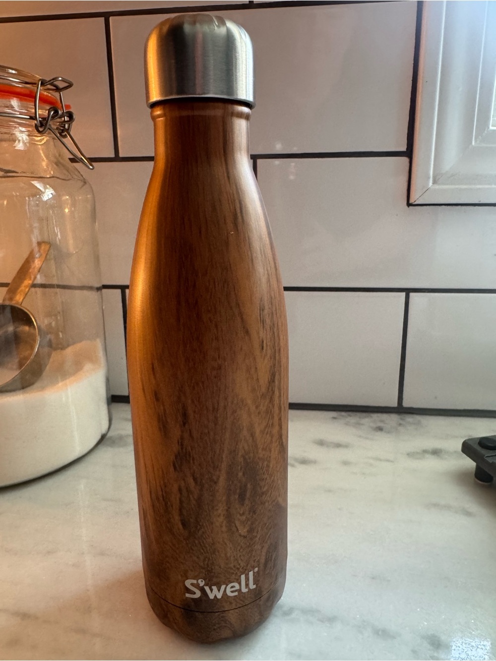 S'well Wood Grain Stainless Steel Water Bottle with Silver Cap